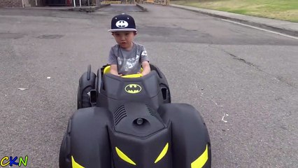 New Batman Batmobile Battery-Powered Ride-On Car Power Wheels Unboxing Test Drive With Ckn Toys-bi