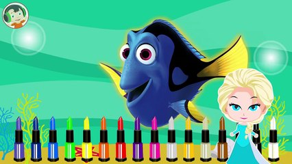 Dory dan Elsa Makeup Prank Learn Colors with Lipstick Finger Family Song - Kids Play Video-KVV