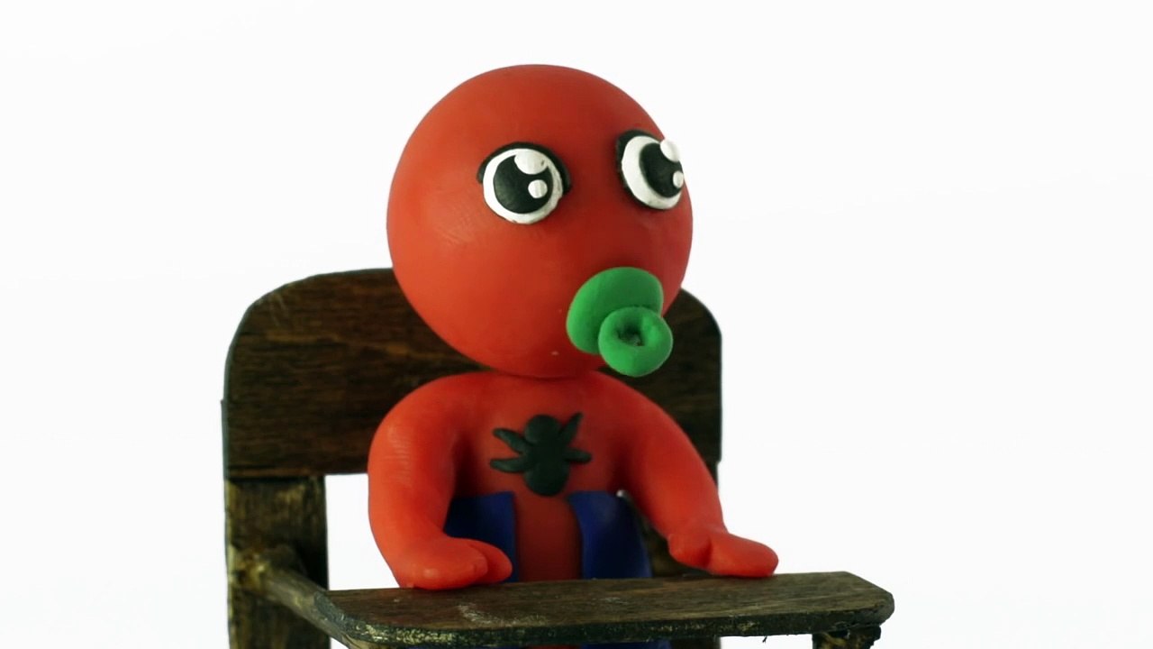 Spiderman baby superheroes real life stop motion video play doh Youtube-3MdjMaZMi