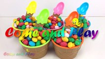M&M Ice Cream Surprise Toys Disney Anpanman Mickey Mouse Toy Story Play Doh Learn Colors for Kids-BTh