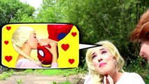 Frozen Elsa & Spiderman POOL KISS! w_ Pink Spidergirl Joker Anna Catwoman  PRANK! Superhero Fun  -)-cwIMf4n