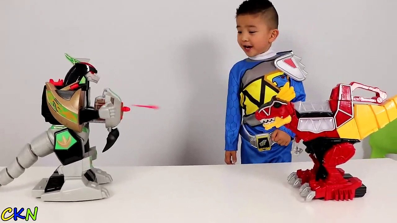 Power Rangers Dino Super Charge Rumble N Roar T-Rex Zord Toys Unboxing Playing Ckn Toys-m