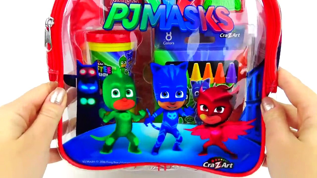 PJ Masks Fun Activities Backpack with Stickers, Coloring Book, Softee Dough, Play Scenes and More!-85zGNv
