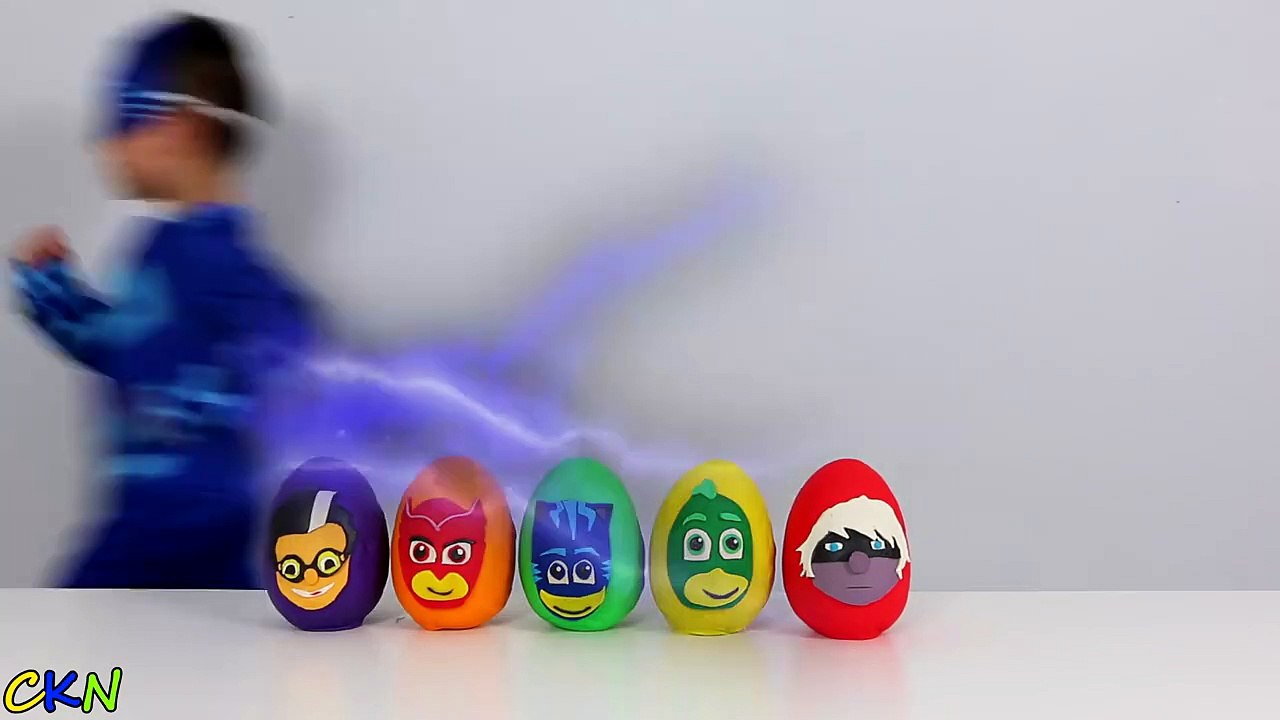 Disney PJ Masks Play-Doh Surprise Eggs Opening Fun With Catboy Gekko Owlette Ckn Toys-PrOo2