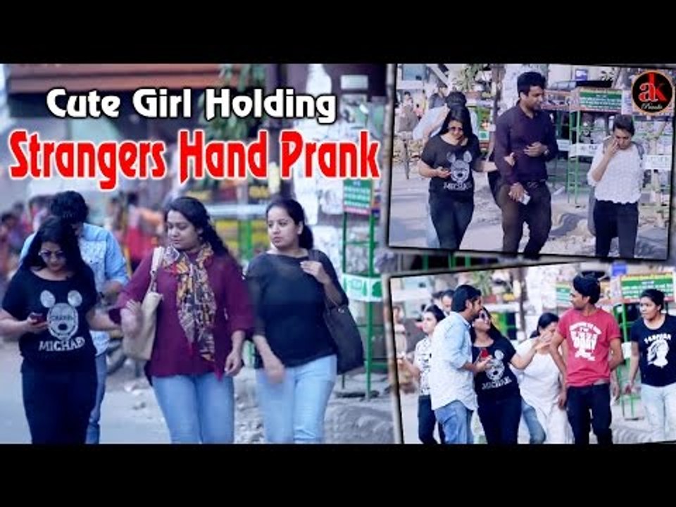 Cute Girl Holding Strangers Hand Prank - Most Funny Prank In World || Ak Pranks Viral Video 2017