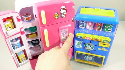 Hello Kitty Refrigerator Toys Drinks Vending Machines Learn Colors Clay Slime Surprise Egg-dk
