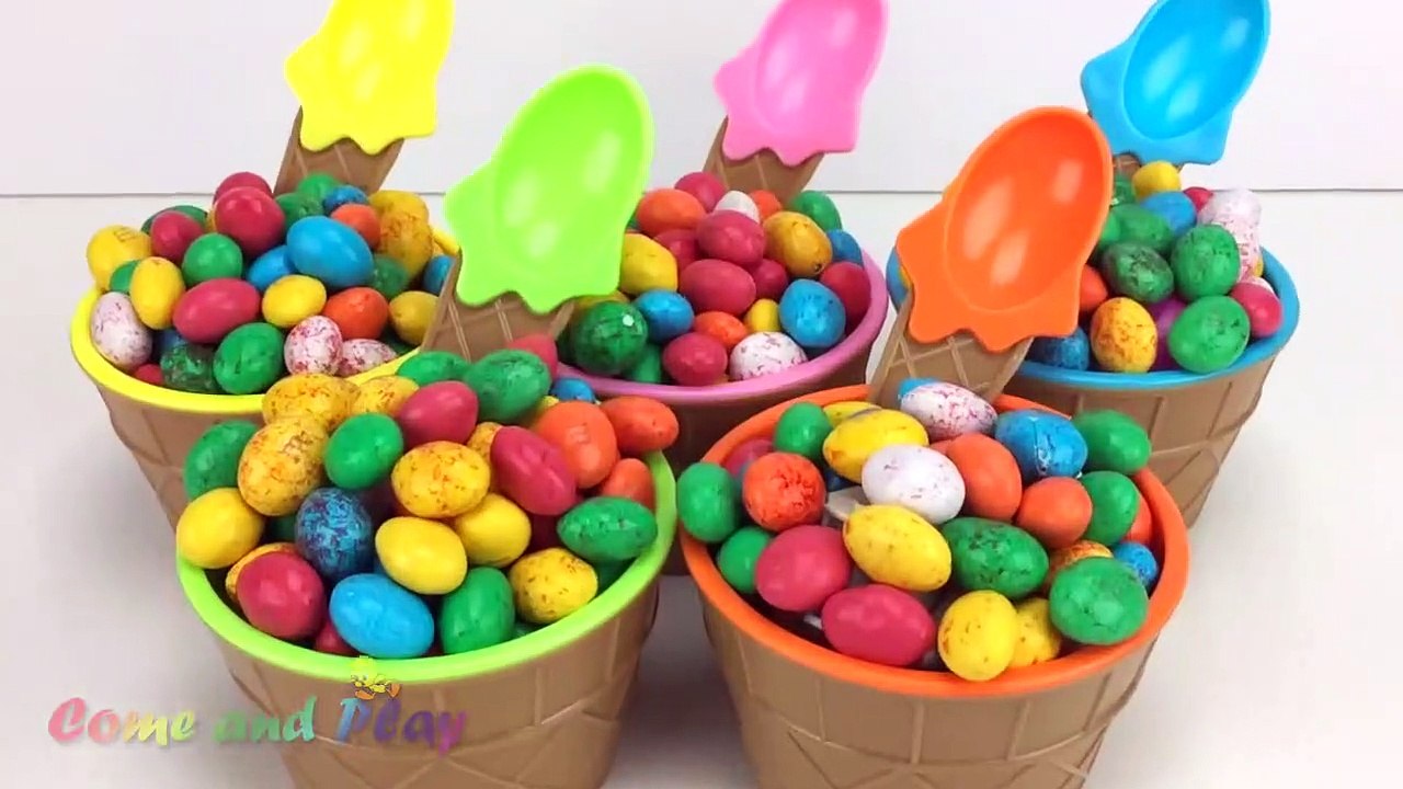 M&M Ice Cream Surprise Toys Disney Anpanman Mickey Mouse Toy Story Play Doh Learn Colors for Kids-BT