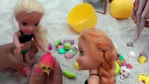 CRAB Encounter! Toddlers ELSA & ANNA at Beach - Afraid of CRABS - Mystery Treasure - Shopkins-N
