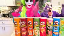 Spiderman vs Frozen vs Joker - Pringles Challenge! w_ Joker Girl - Funny Superhereos-Dygbh_