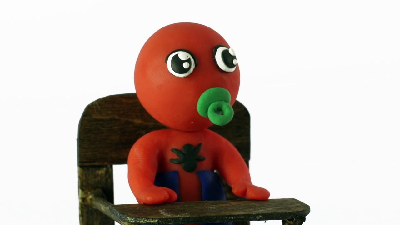 Spiderman baby superheroes real life stop motion video play doh Youtube-3M