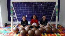 BASHING 10 Giant Surprise Chocolate Footballs - Football Challenges - Kinder Surprise Eggs Opening-GU