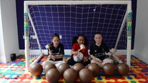 BASHING 10 Giant Surprise Chocolate Footballs - Football Challenges - Kinder Surprise Eggs Opening-GUI