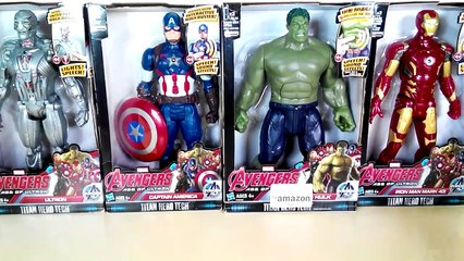 Superhero Marvel - Titan hero Tech -  Hulk vs Iron Man, Ultron, Captain America #SurpriseEggs4k-L
