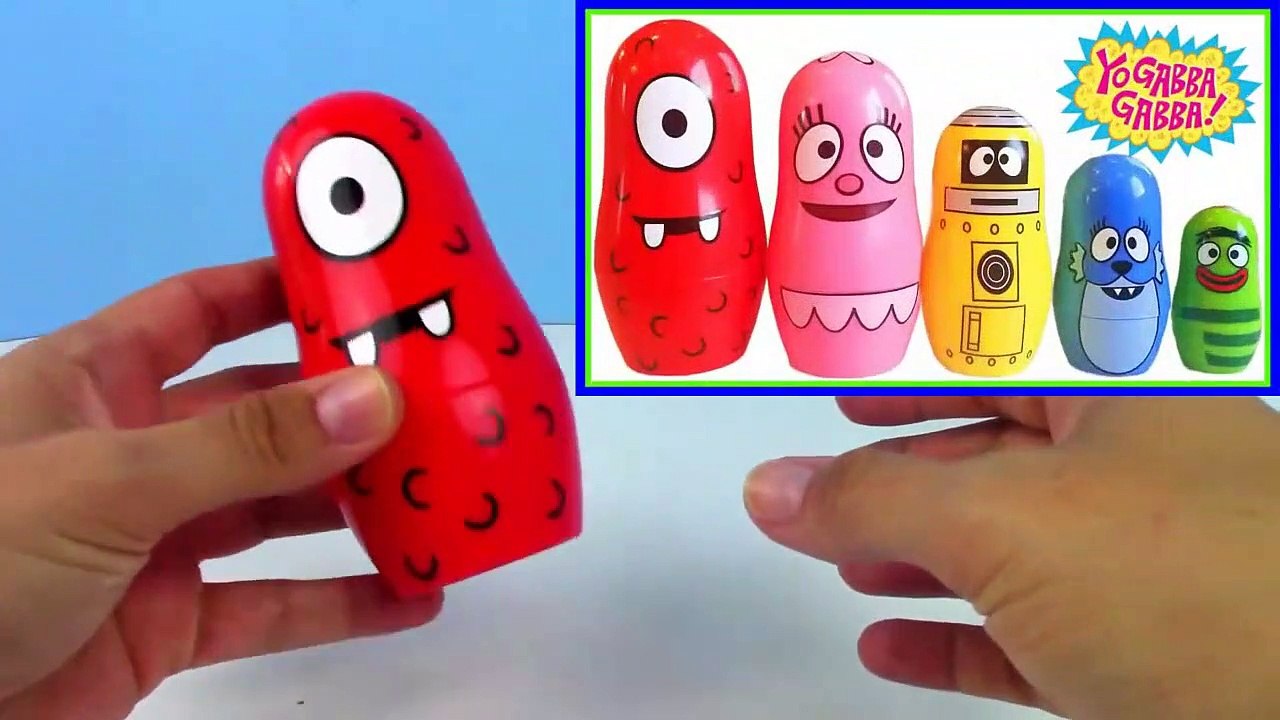 Yo Gabba Gabba Stacking Cups! Learn Colors Nesting Dolls Dinosaur with Surprise Toys ToyBoxMagic-K0cIYi