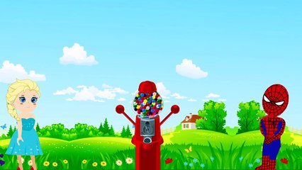 Frozen Elsa & Spiderman Love Kiss Bubble Gumball machine Challenge-Bv4gHqD