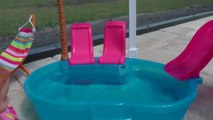 POOL Fun ! Ice Prank - Elsa & Anna toddlers - Barbie's New Car - Swimming - Splash - Water - Slide-n5x0TkU