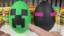 Giant Minecraft Creeper & Enderman Play Doh Surprise Eggs with Minecraft Hangers & Netherrack Toys-LTYakA8B