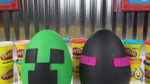 Giant Minecraft Creeper & Enderman Play Doh Surprise Eggs with Minecraft Hangers & Netherrack Toys-LTYakA