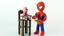 Baby vomits on spiderman superheroes Stop motion Play Doh claymation animation video-E8