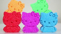 DIY Kinetic Foam Hello Kitty VS Kinetic Sand Hello Kitty VS Play Doh Finger Family Learn Colors-7osOhu