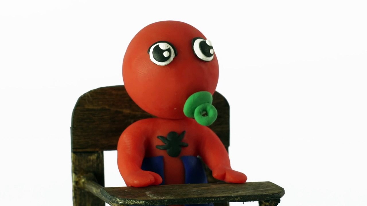 Spiderman baby superheroes real life stop motion video play doh Youtube-3MdjMaZM