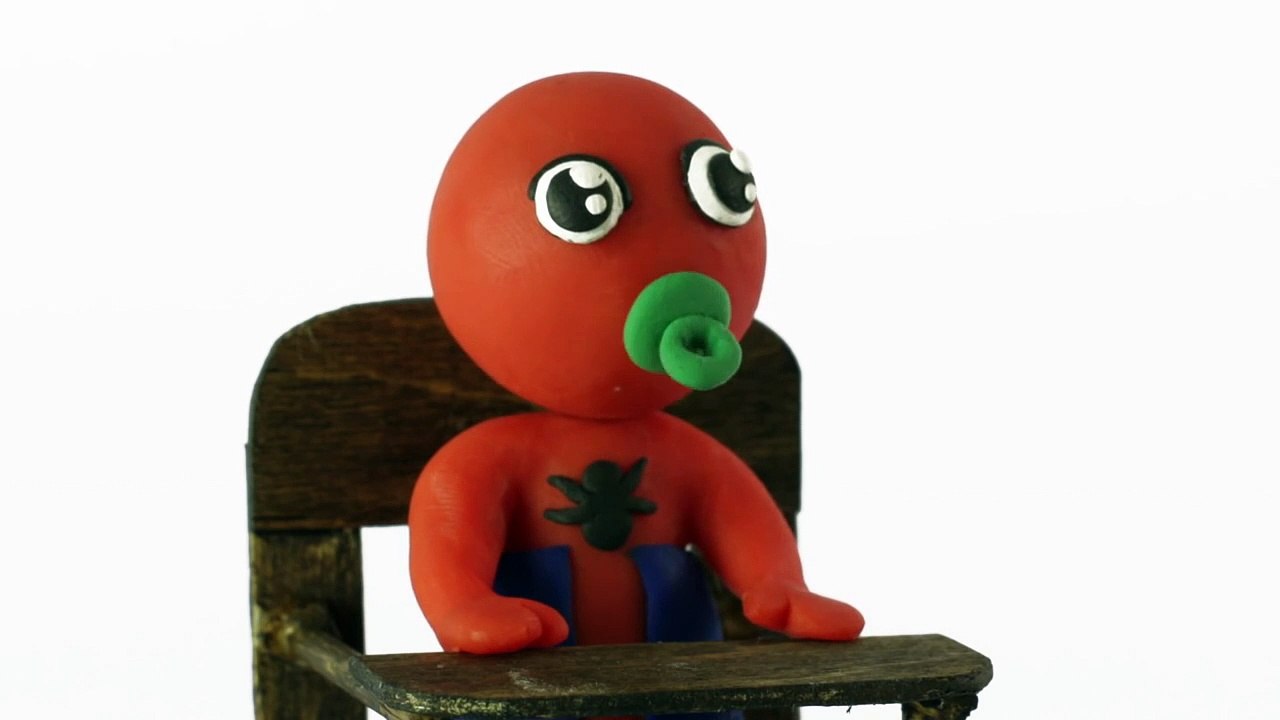 Spiderman baby superheroes real life stop motion video play doh Youtube-3MdjMa