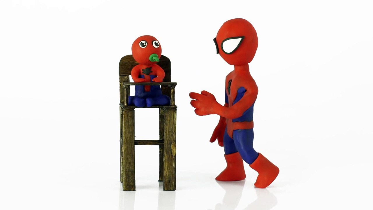 Spiderman baby superheroes real life stop motion video play doh Youtube-3MdjM