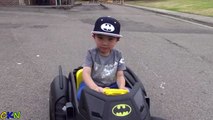 New Batman Batmobile Battery-Powered Ride-On Car Power Wheels Unboxing Test Drive With Ckn Toys-b