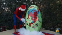 SPIDERMAN GIANT EGG SURPRISE TOYS for Kids w_ Spidey IRL Bubbles Gross Slime Christmas Toys Unboxing-8Zj