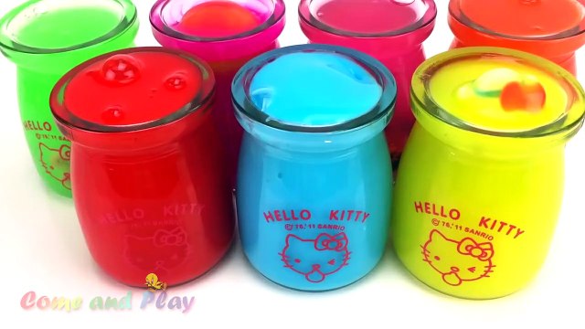 Hello Kitty Slime Surprise Toys Disney Cars Learn Colors Numbers Play Doh Ducks Sea Creature Molds-Un1