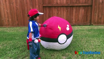 GIANT EGG POKEMON GO Surprise Toys Opening Huge PokeBall Egg Catch Pikachu In Real Life ToysReview-XrD5V