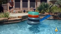 GIANT Inflatable Shark, Water Balloons Fight & Pool Tricks w_ Water Toys Family Fun Video for Kids-Ic_