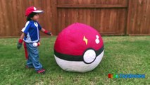 GIANT EGG POKEMON GO Surprise Toys Opening Huge PokeBall Egg Catch Pikachu In Real Life ToysReview-XrD5