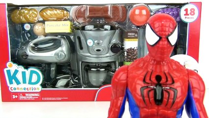 KITCHEN Playset, Making Breakfast ELSA SPIDERMAN In Real Life IRL, Blender, Mixer, Coffee Maker TUYC-Q0AU4