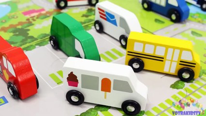 Learning Cars Trucks Vehicles for Kids with Wooden Cars Trucks Parking Toys - Educational Video-C_N