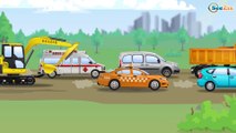 Yellow Excavator with Tractors & Trucks - Real Diggers JCB | Cars & Trucks Construction Cartoons