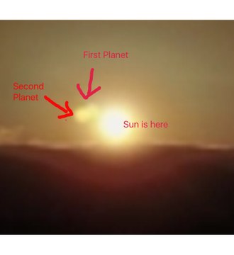 May 22 2017 NIBIRU 2 Planets Clearly beside our sun in sunset from drone