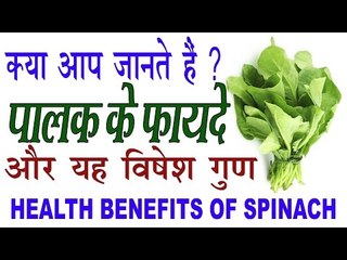 पालक (Spinach) के स्वास्थ्यवर्धक फायदे व विषेश गुण | Health Benefits Of Spinach In Hindi