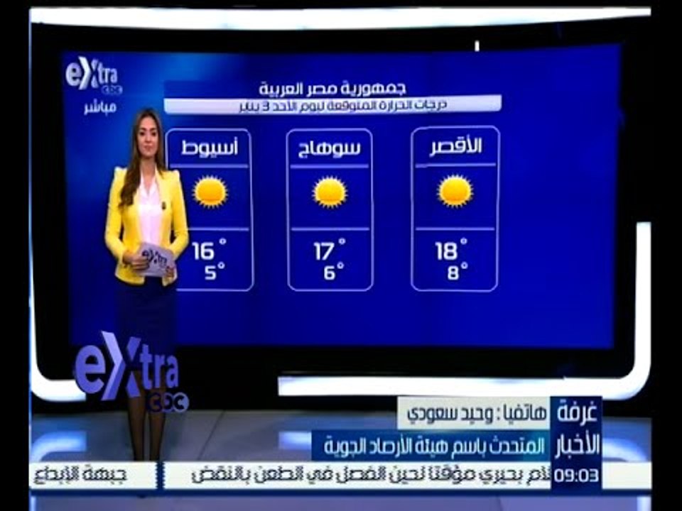 غرفة الأخبار | تعرف على درجات الحرارة المتوقعة اليوم الأحد الموافق 3 يناير 2016
