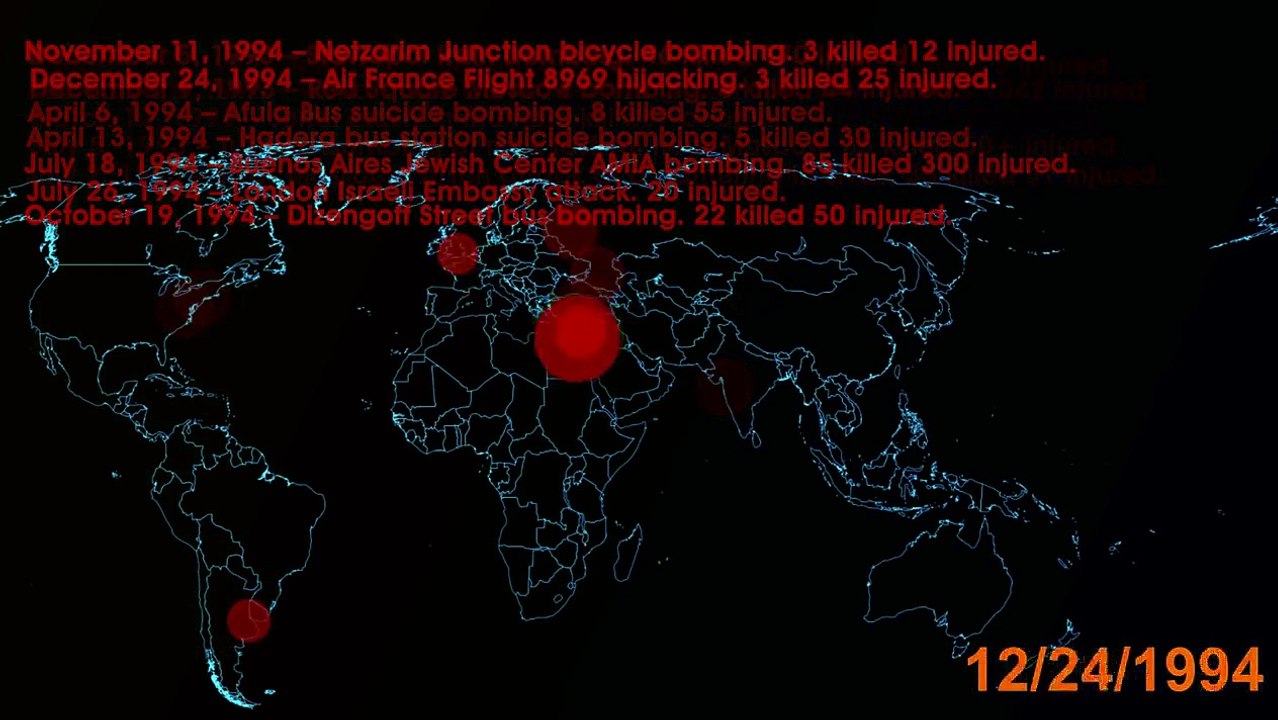 Toutes les attaques terroristes de 1980 à 2015 - Timelapse