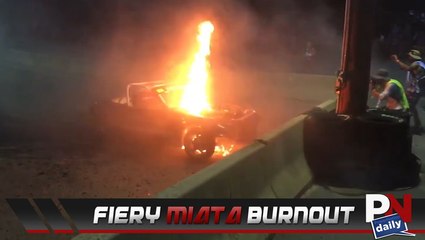 This Miata Burns Out Until It’s Up In Flames