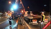 Kazaya karışan araç metrobüs yoluna daldı