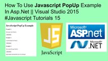 How to use javascript popup example in asp.net || visual studio 2015 #javascript tutorials 15