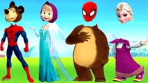 Wrong Heads Elsa Masha Bear Spiderman Finger family song Nursery Rhymes - Learning Colors for kids