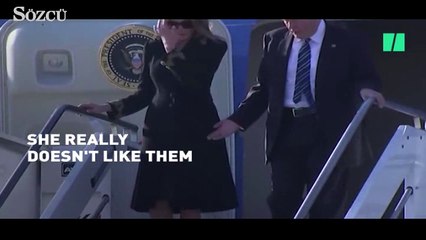 First Lady Melania, Trump'ın elini yine tutmadı