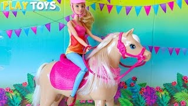 Barbie Doll Dancing Horse toy & Barbie and Ken Wedding day party - playing baby doll toys for kids