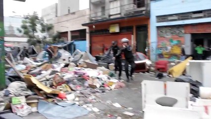 Violent riots during massive police raid 'Crackland' in Sao Paulo, Brazil