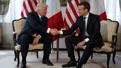 Trump and Macron shake hands