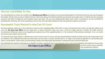 Oakville ON Personal Injury Lawyer - AG Injury Law Office (800) 870-3194