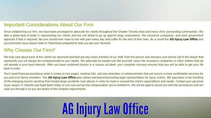 Oakville Personal Injury Lawyer ON - AG Injury Law Office (800) 870-3194